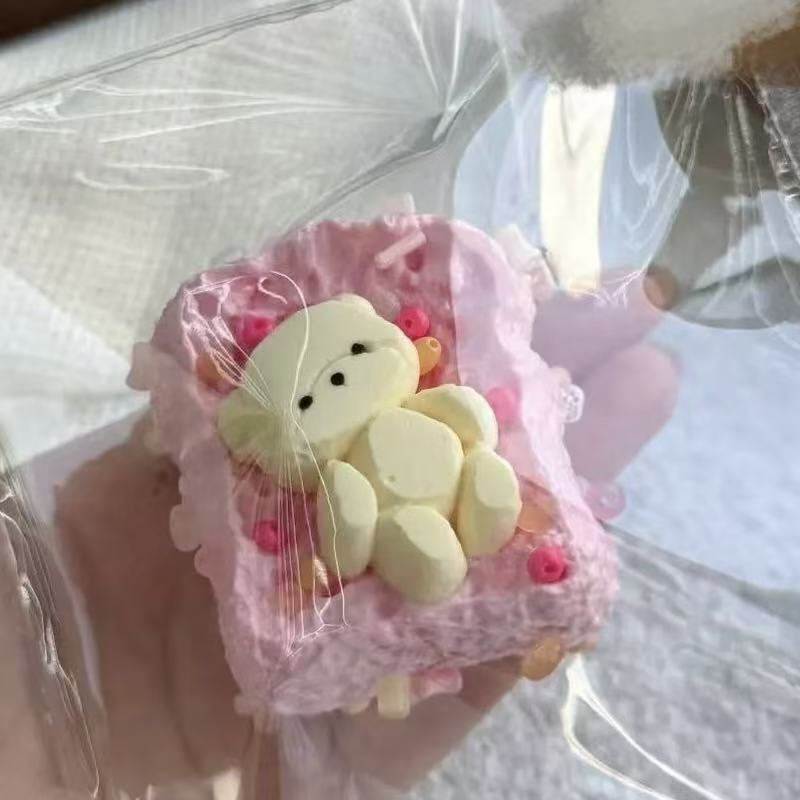 Pink Bear Toast Taba Squishy